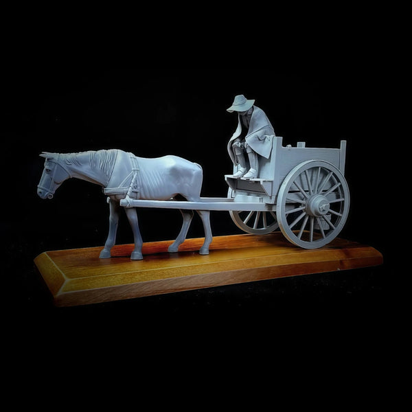 54mm Historical Horse-Drawn Carriage, 4 Figures, Resin Model Vehicle Kit, Historical Theme, Unassembled and Unpainted