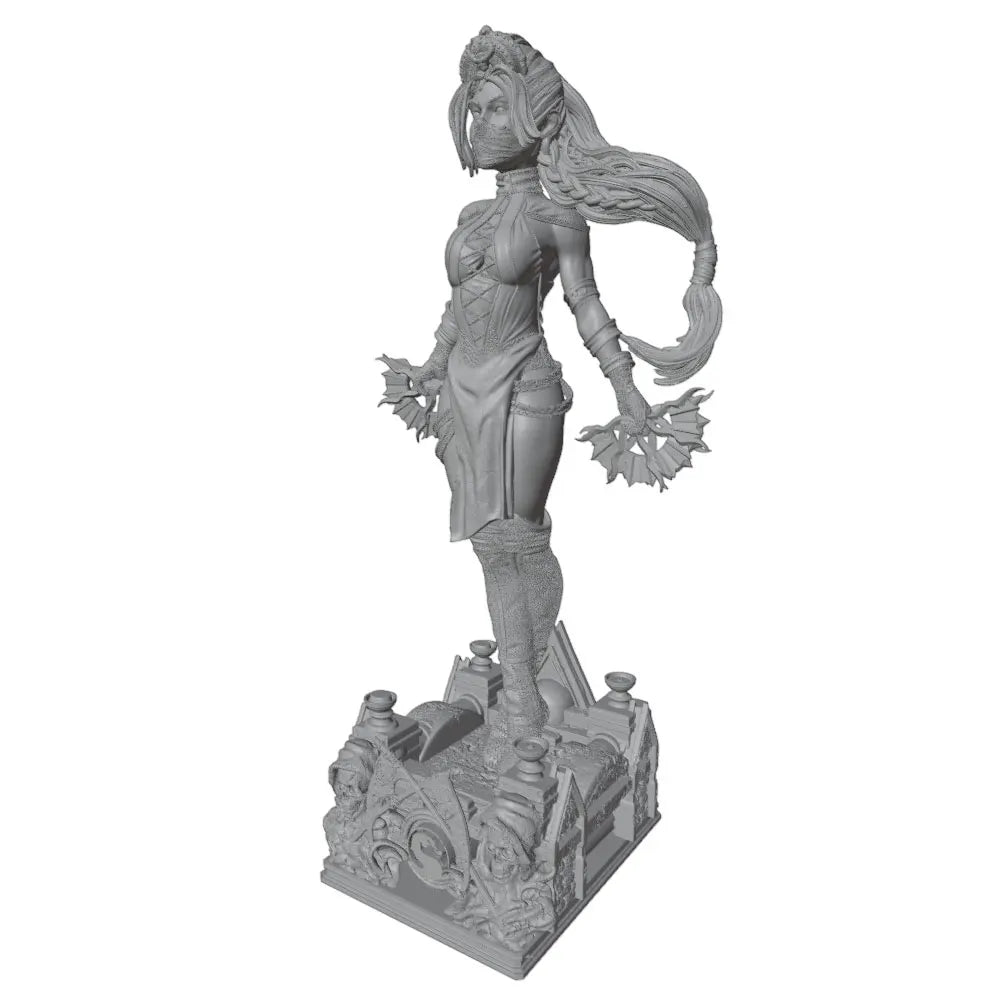 1/24 Sorceress Conjuring Arcane Spikes, Resin Model Figure Kit, Fantasy Theme, Unassembled and Unpainted
