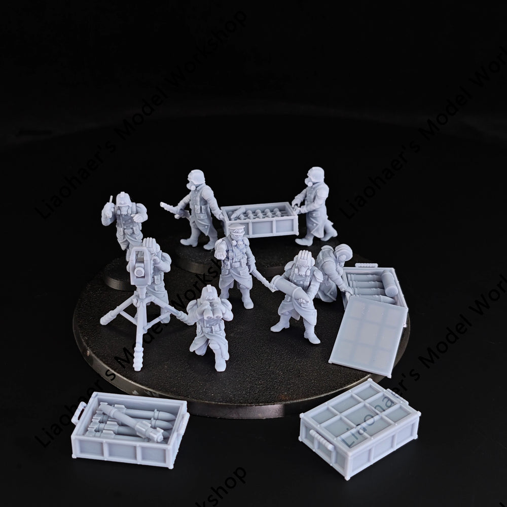 28mm Artillery Crew, 10 Figures, Resin Model Figure Kit, Sci-Fi Theme, Unassembled and Unpainted