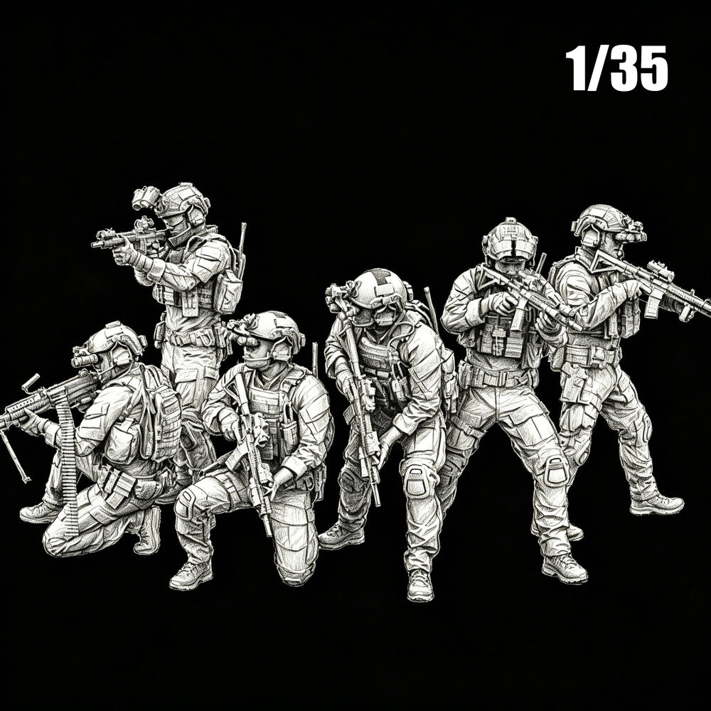 1/35 Modern US Marines Squad, 6 Figures, Resin Model Figure Kit, Unassembled and Unpainted