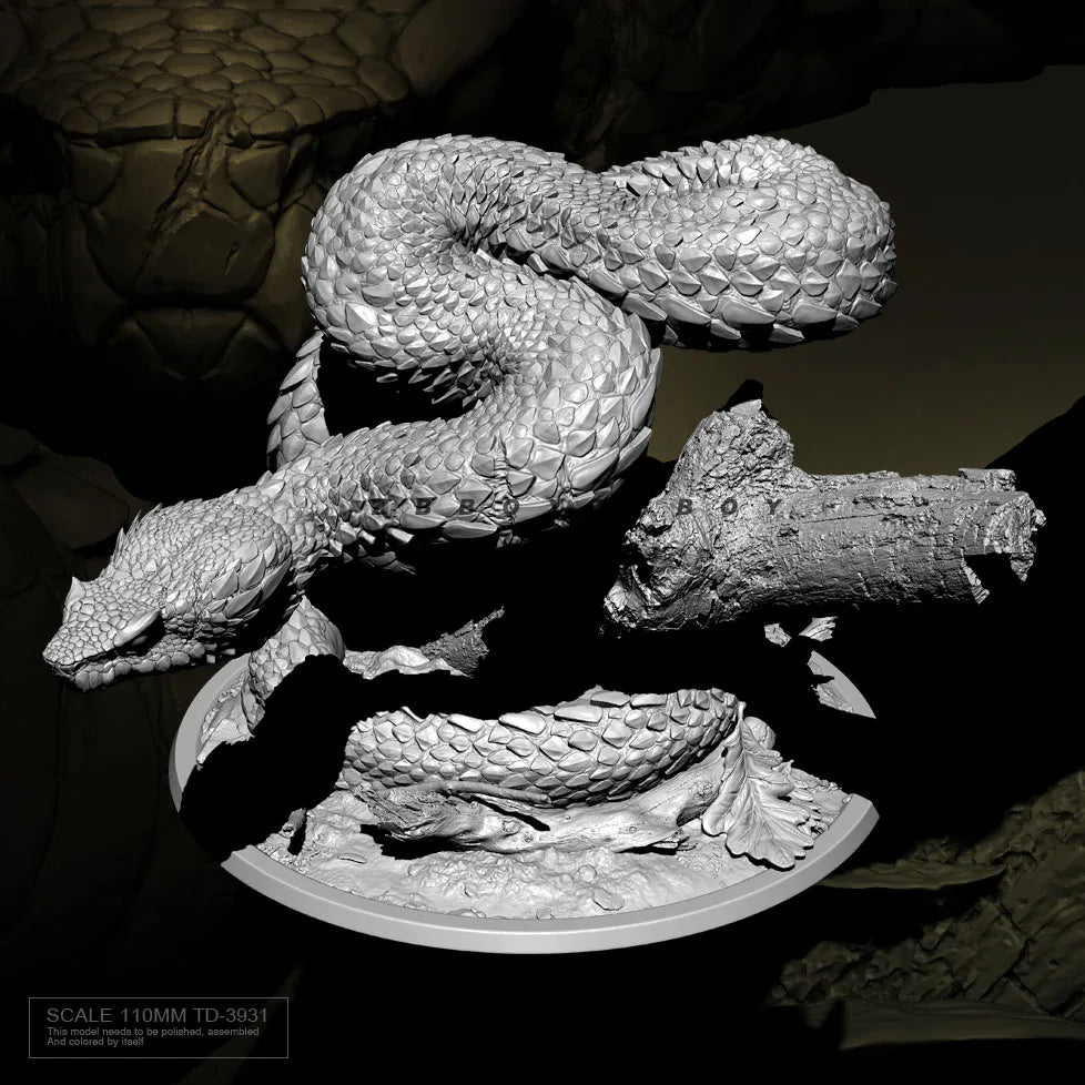 110mm Coiled Dragon with Upright Head, Resin Model Figure Kit, Fantasy Theme, Unassembled and Unpainted