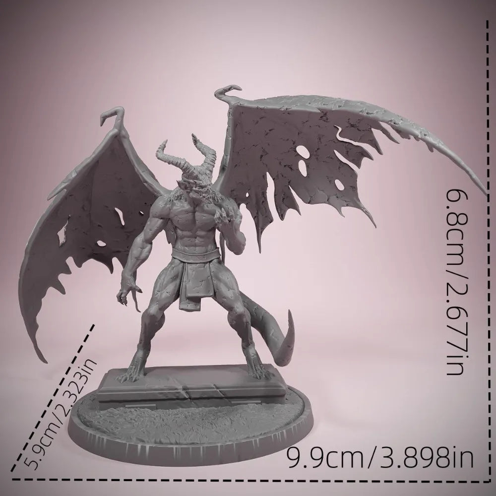 75mm Horned Demon with Bat Wings, Resin Model Figure Kit, Fantasy Theme, Unassembled and Unpainted