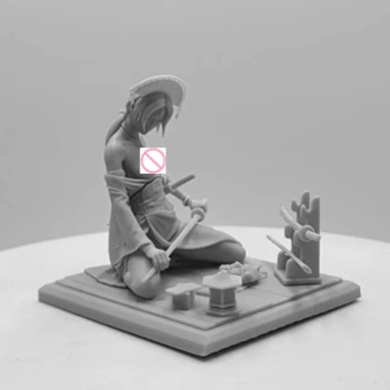 1/24 Medieval Japanese Female Samurai, Resin Model Figure Kit, Unassembled and Unpainted