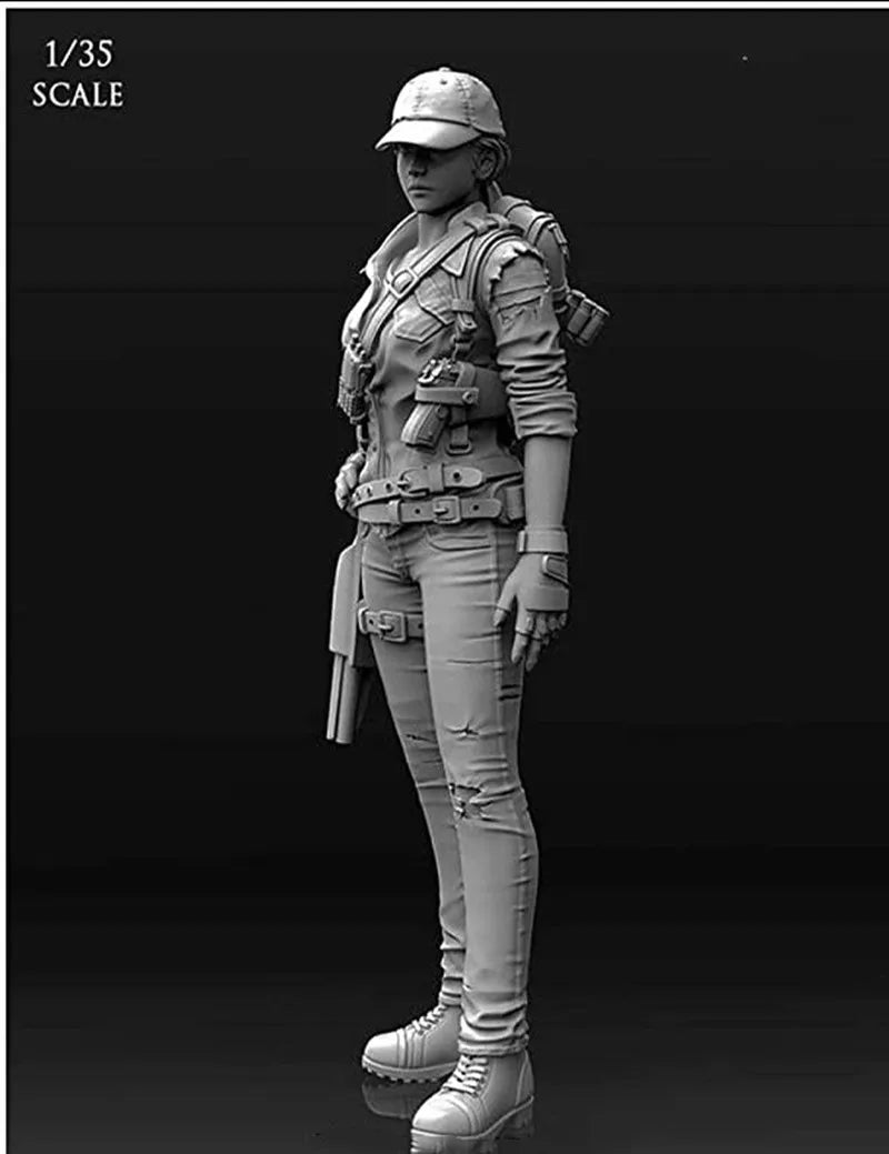 1/35 Modern Female Tactical Operator with Combat Body Armor, Resin Model Figure Kit, Unassembled and Unpainted