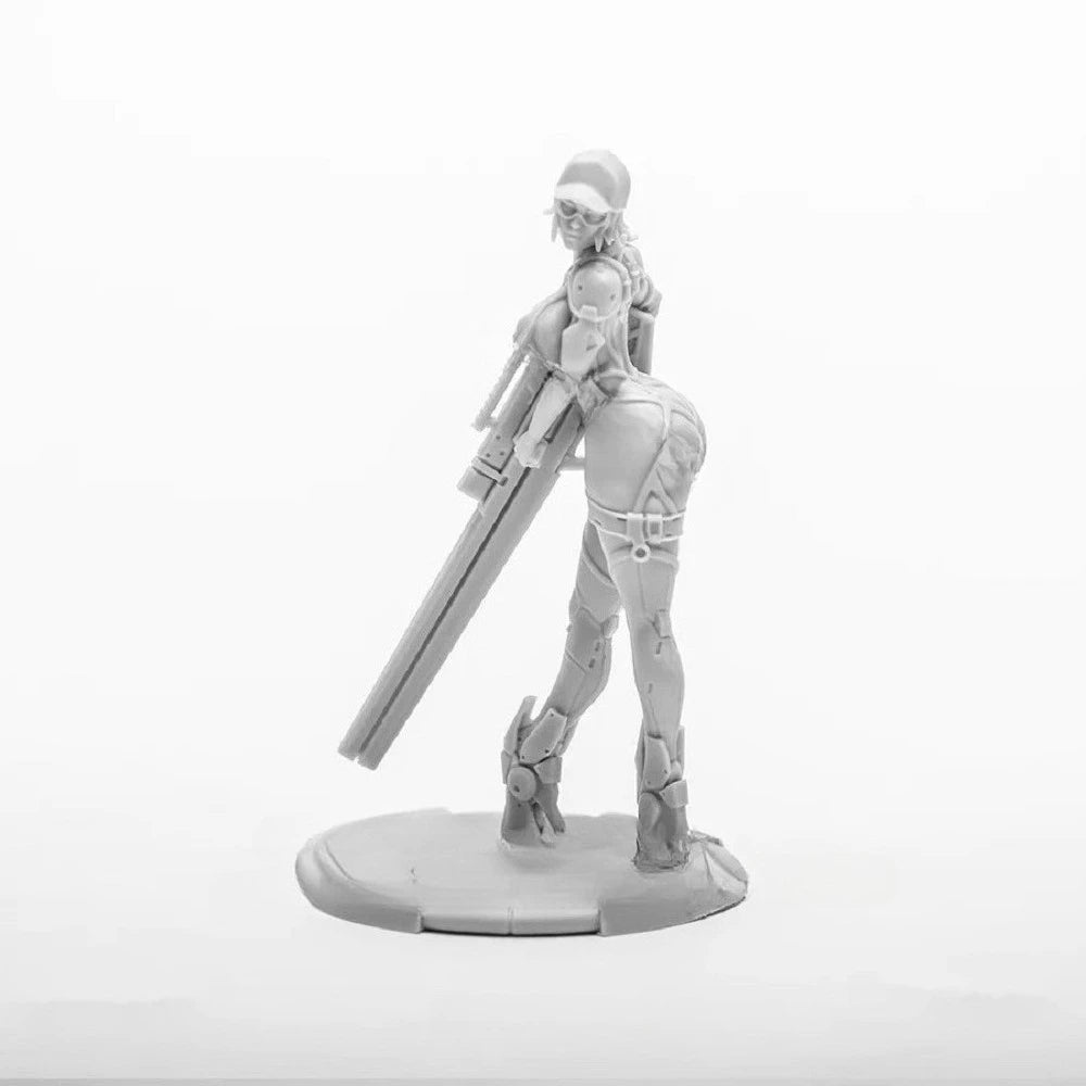 75mm Female Sci-Fi Warrior in Tactical Armor, Resin Model Figure Kit, Sci-Fi Theme, Unassembled and Unpainted