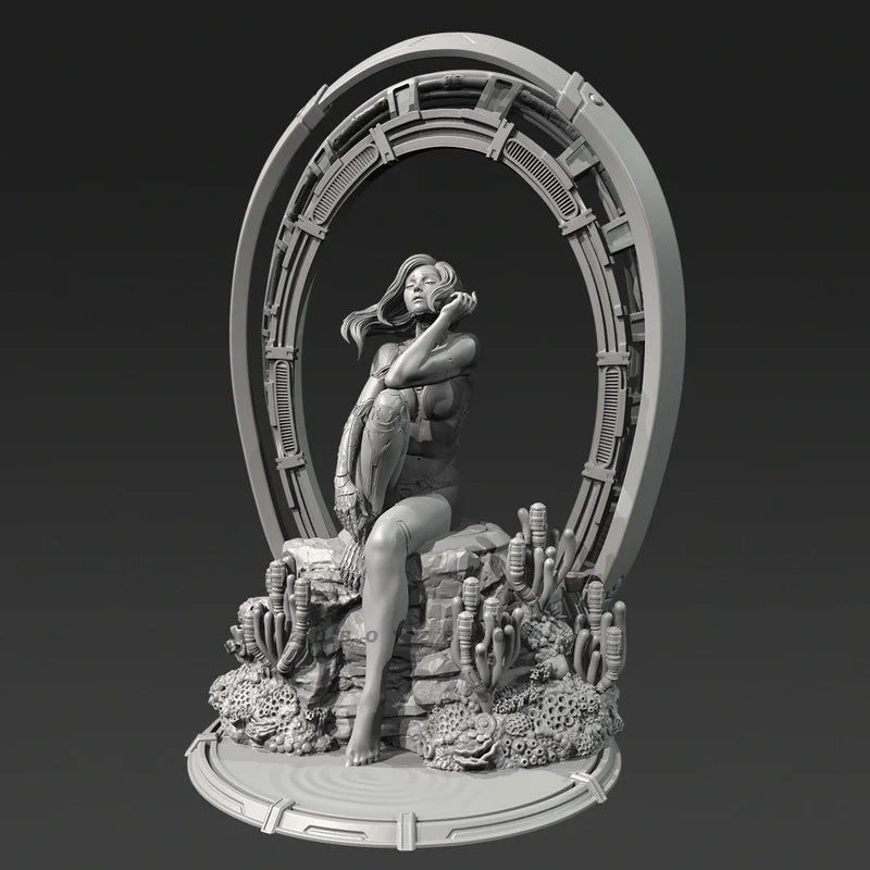 80mm Mechanical Girl, Resin Model Figure Kit, Unassembled and Unpainted