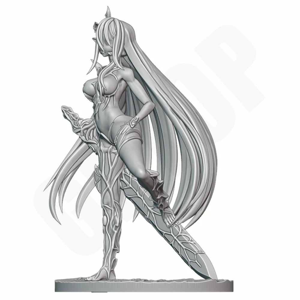 1/24 Winged Demoness Wielding Greatsword, Resin Model Figure Kit, Fantasy Theme, Unassembled and Unpainted