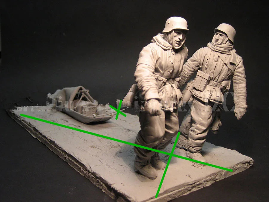 1/16 WWII German Winter Combat Troops, 2 Figures, Resin Model Figure Kit, Unassembled and Unpainted