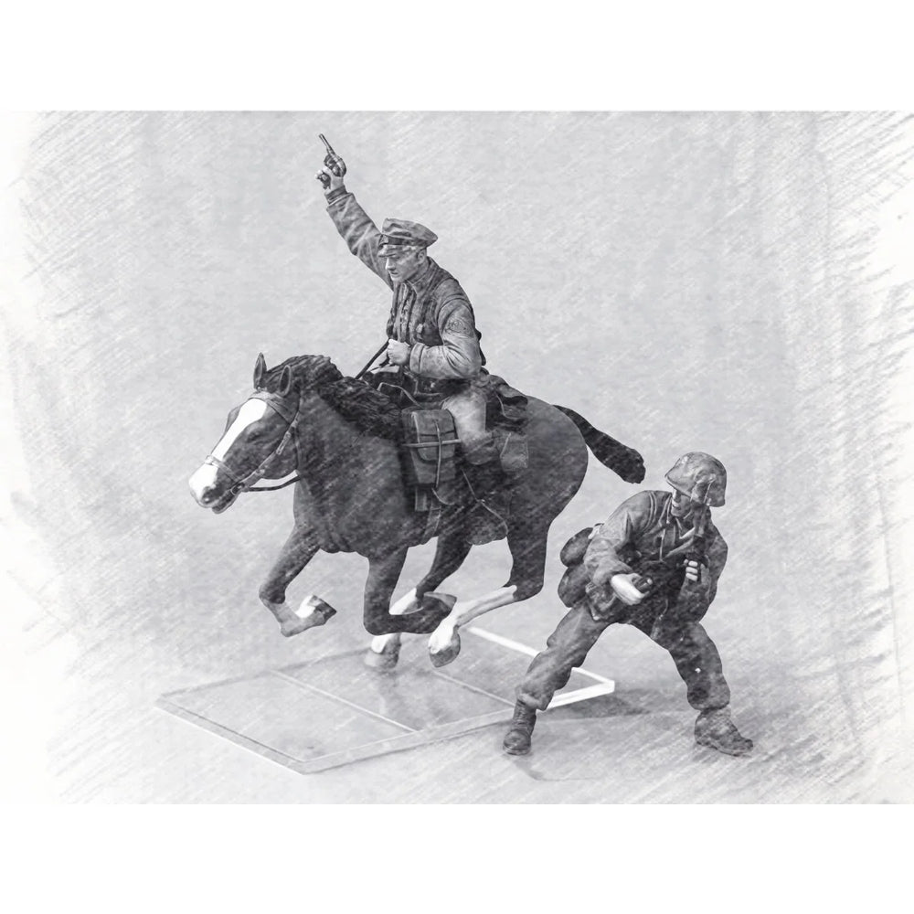 1/35 WWI German Cavalry & Infantry, 2 Figures, Resin Model Figure Kit, Unassembled and Unpainted