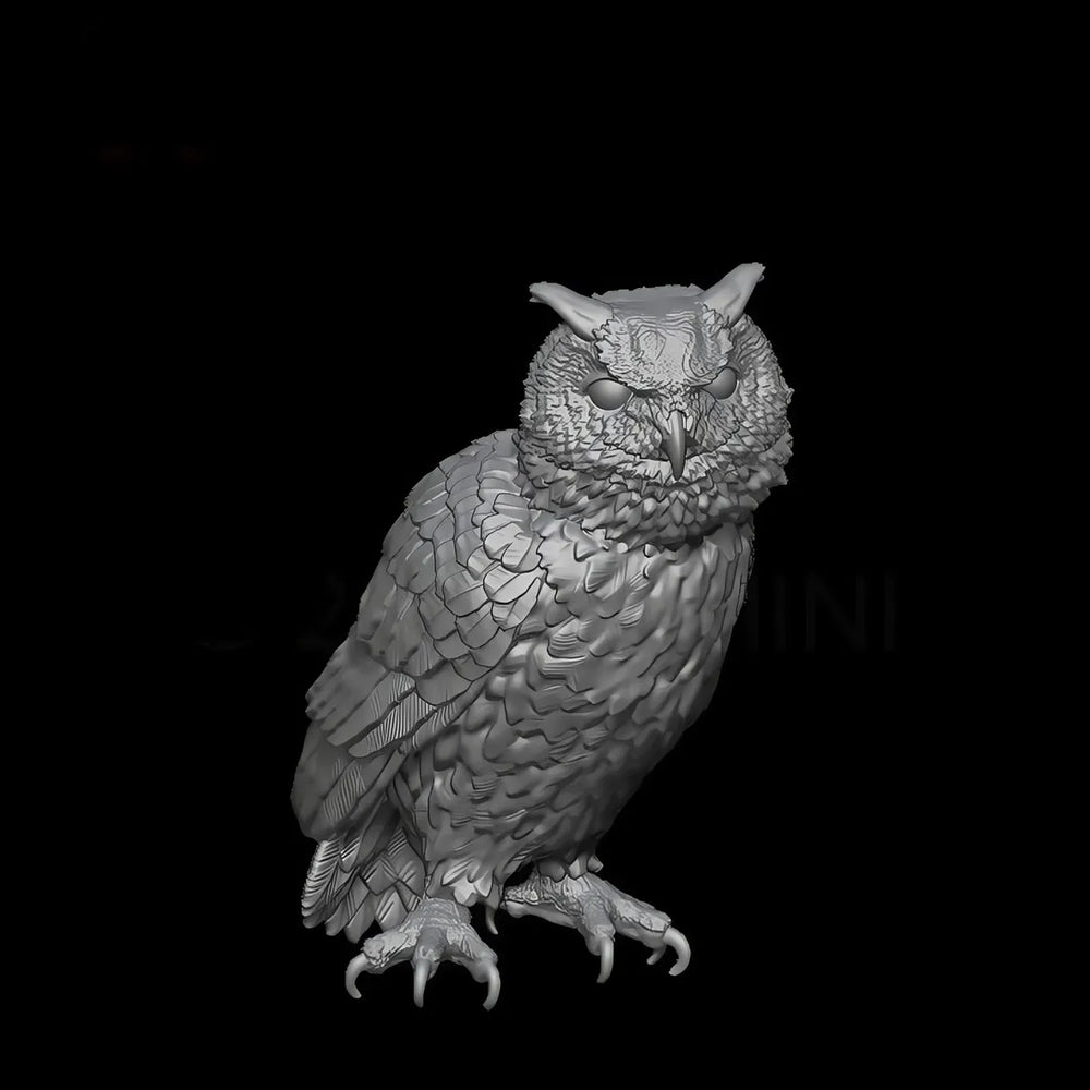 75mm Anthropomorphic Bird Set with Owls and Crow, 4 Figures, Resin Model Creature Kit, Wildlife Theme, Unassembled and Unpainted