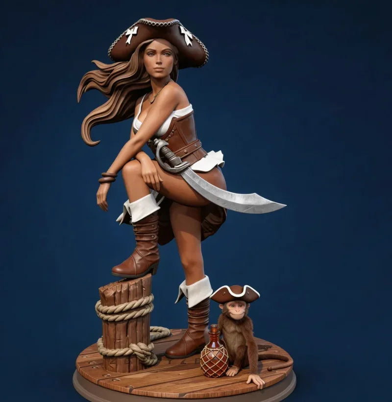 38mm Pirate Woman, Resin Model Figure Kit, Unassembled and Unpainted