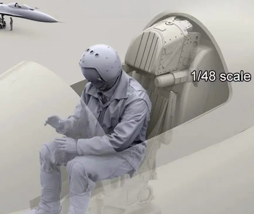 1/48 Cold War Russian Cold War Fighter Pilot, Resin Model Figure Kit, Unassembled and Unpainted