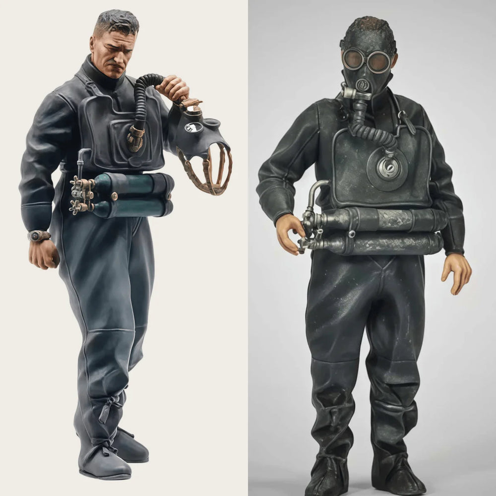 1/35 WWII Military Divers, 2 Figures, Resin Model Figure Kit, Unassembled and Unpainted