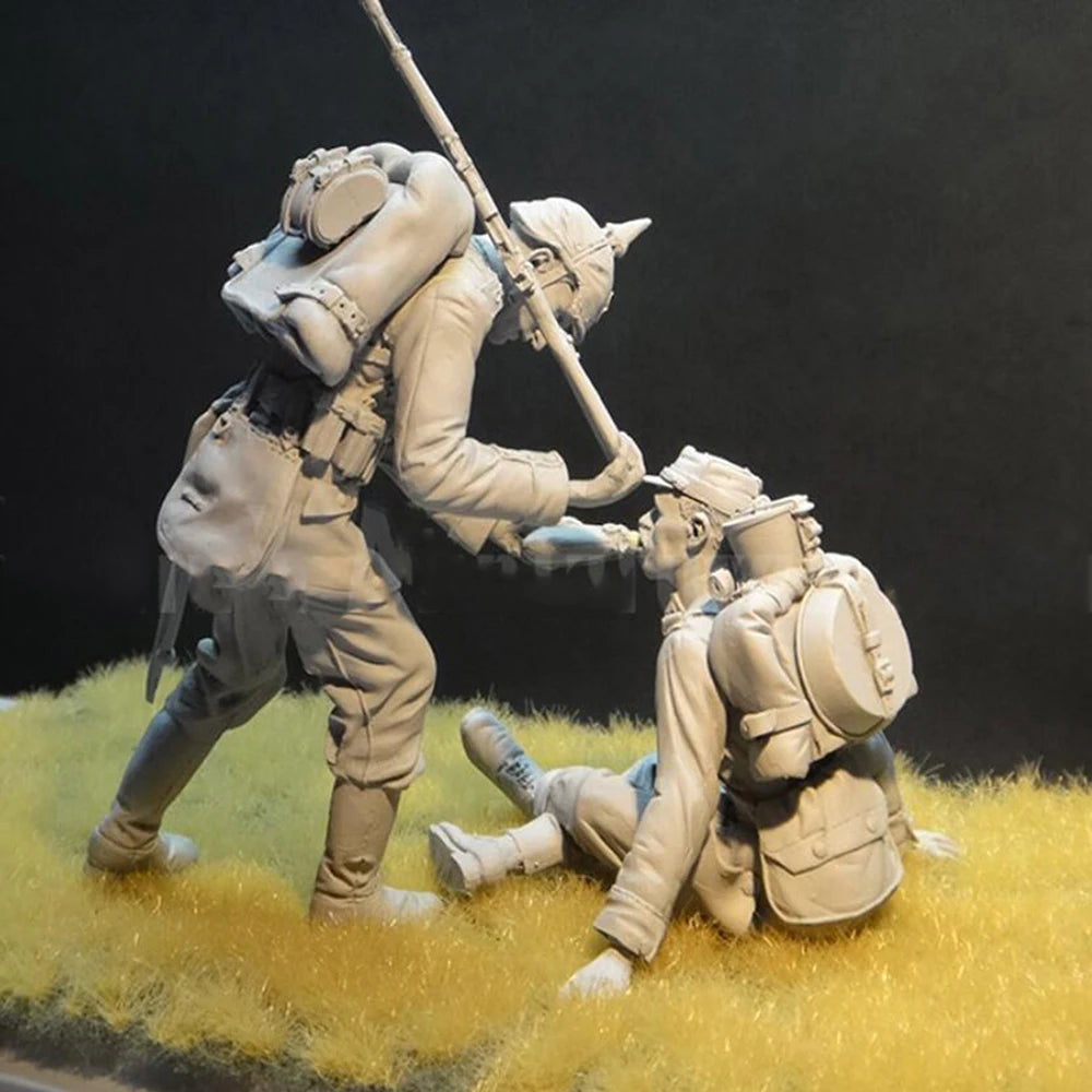 1/16 WWI Combat Soldiers, 2 Figures, Resin Model Figure Kit, Unassembled and Unpainted
