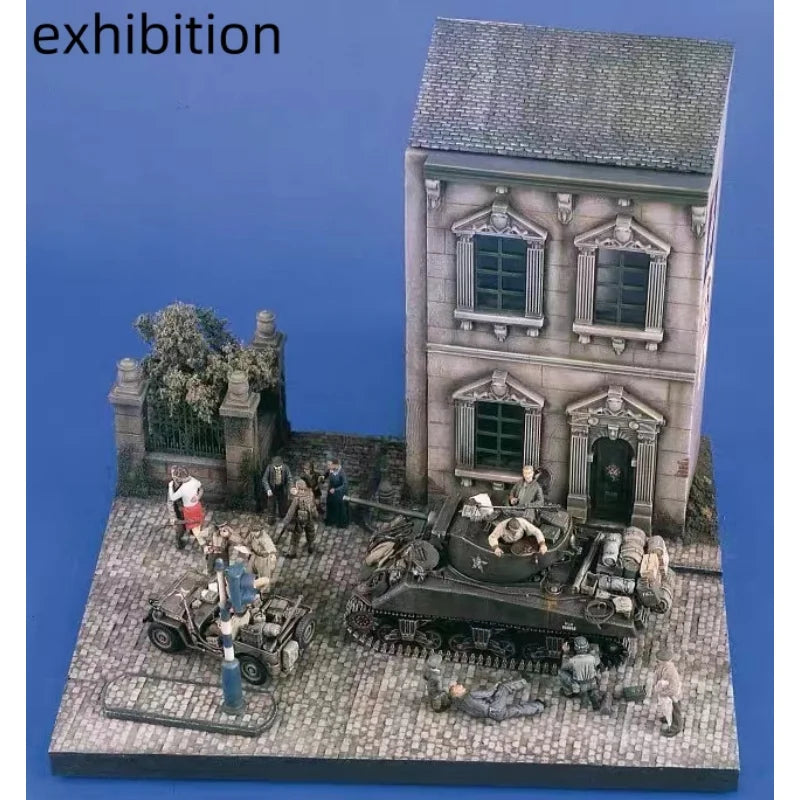 163mm Medieval European Town, 5 Figures, Resin Model Diorama Kit, Unassembled and Unpainted