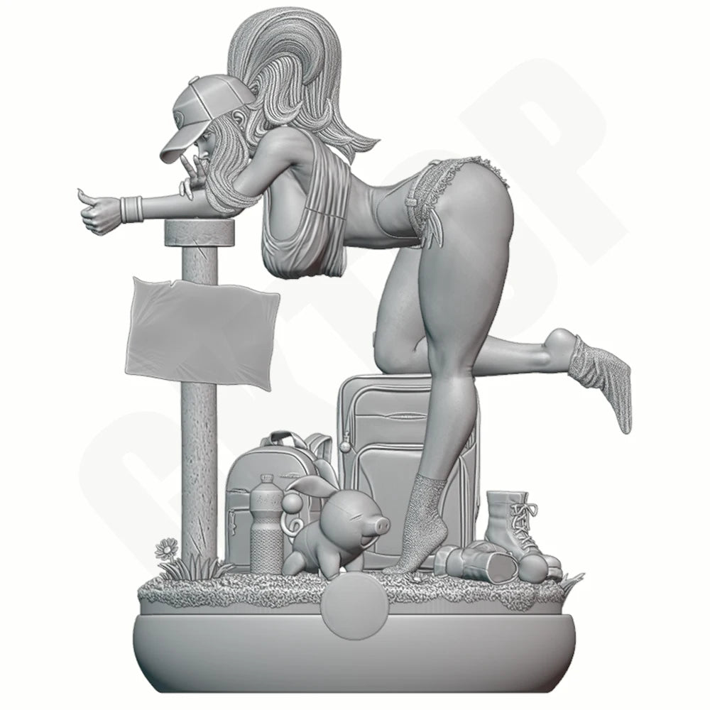 1/24 Modern Hitchhiker, Resin Model Figure Kit, Unassembled and Unpainted