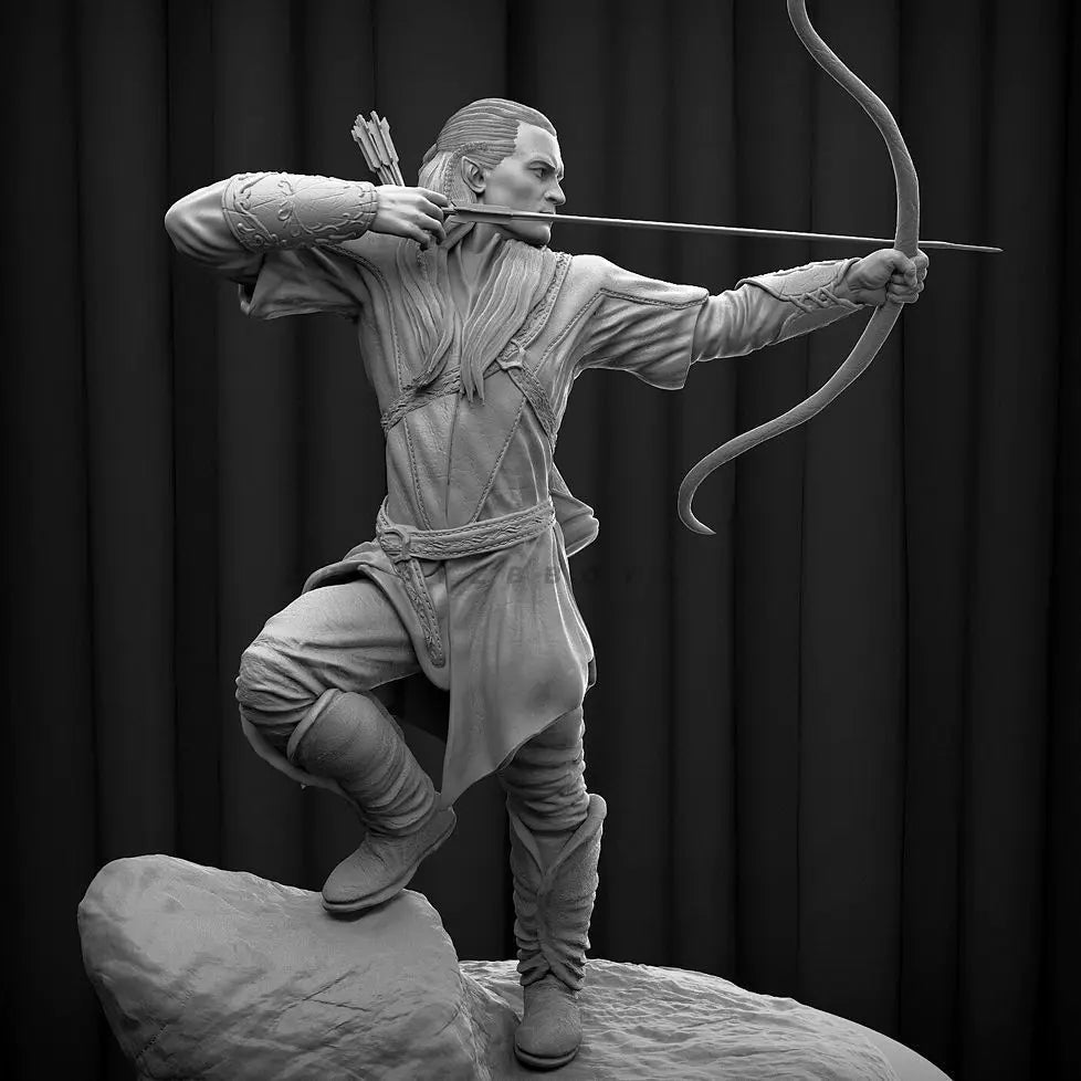 90mm Elf Prince Archer, Resin Model Figure Kit, Fantasy Theme, Unassembled and Unpainted