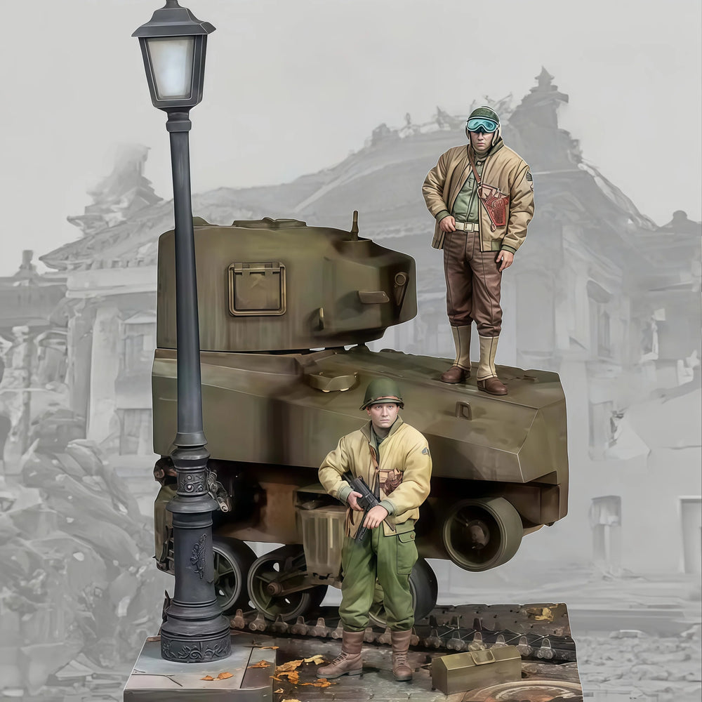1/35 WWII German Checkpoint, 4 Figures, Resin Model Diorama Kit, Unassembled and Unpainted