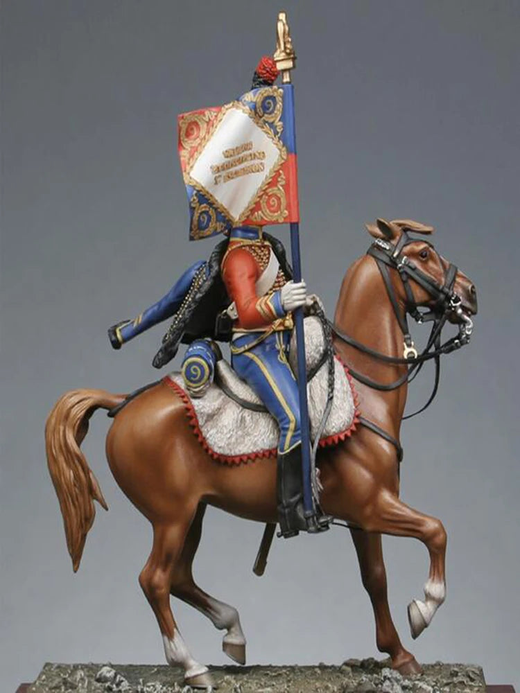 54mm Napoleonic 9th Light Cavalry Officer, Resin Model Figure Kit, Unassembled and Unpainted