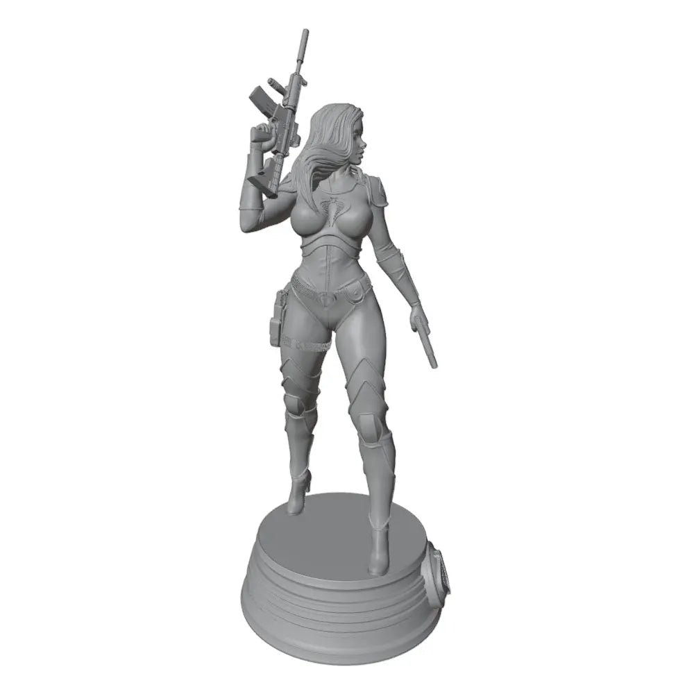 75mm Female Sci-Fi Soldier in Beret with Plasma Rifle, Resin Model Figure Kit, Fantasy Theme, Unassembled and Unpainted