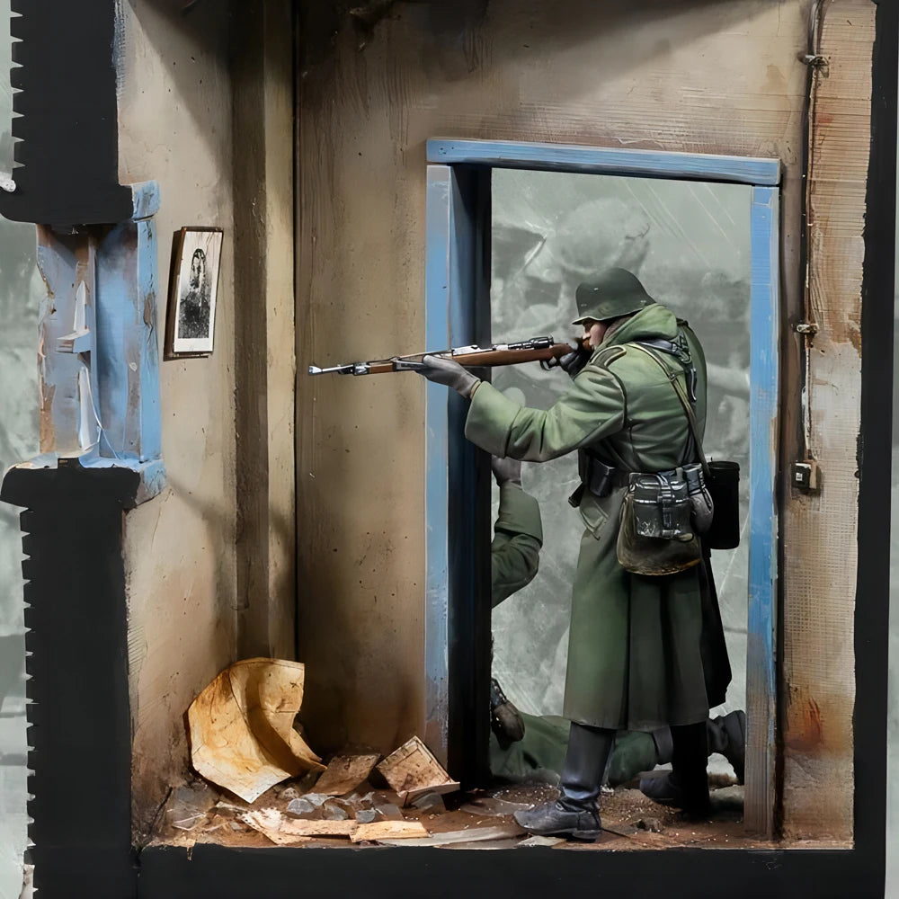1/35 WWII German Infantry Urban Combat, 3 Figures, Resin Model Diorama Kit, Unassembled and Unpainted