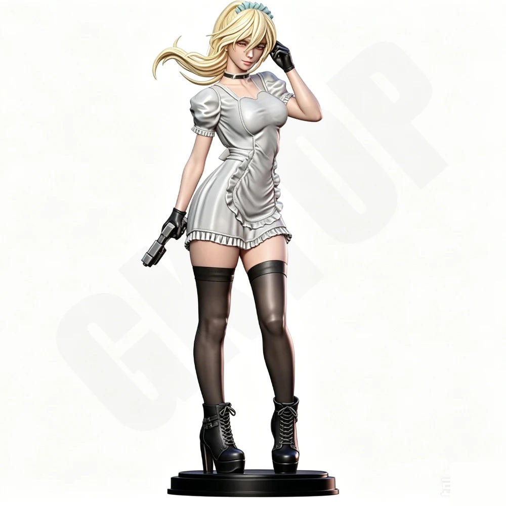 1/24 Maid with Gun, Resin Model Figure Kit, Anime Theme, Unassembled and Unpainted