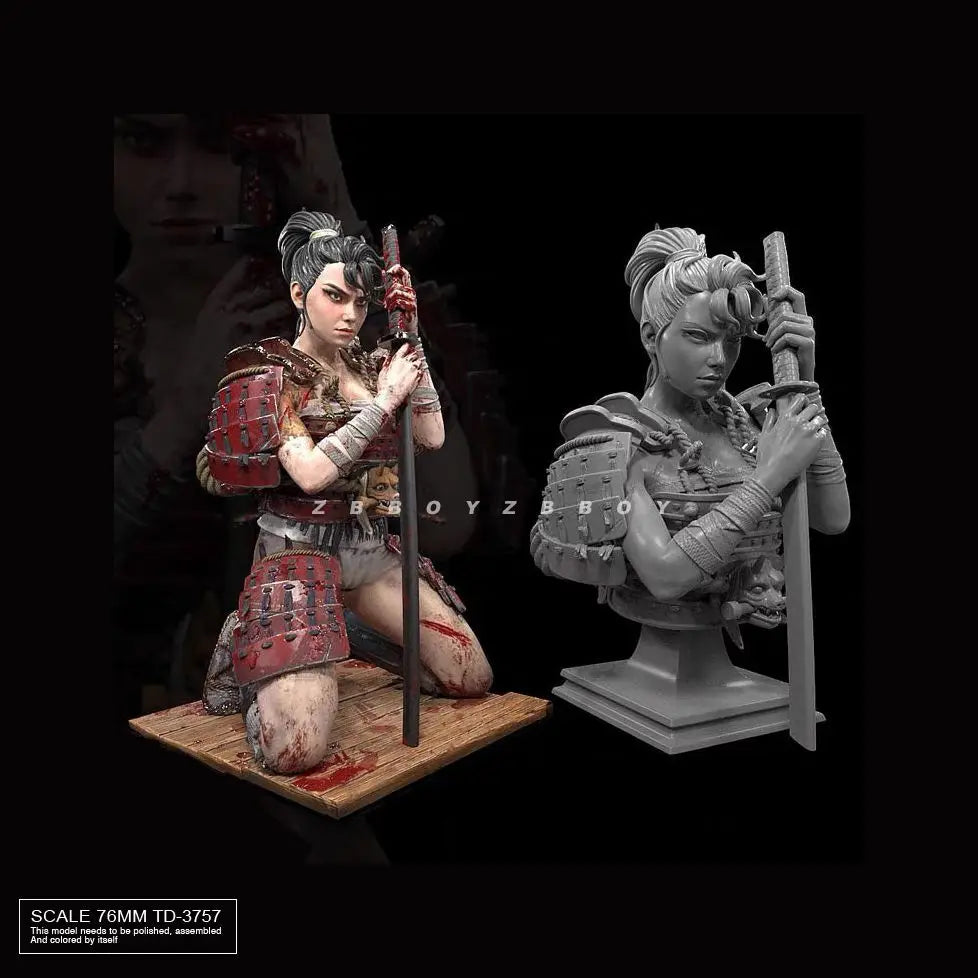 75mm Medieval Japanese Female Samurai, Resin Model Figure Kit, Unassembled and Unpainted