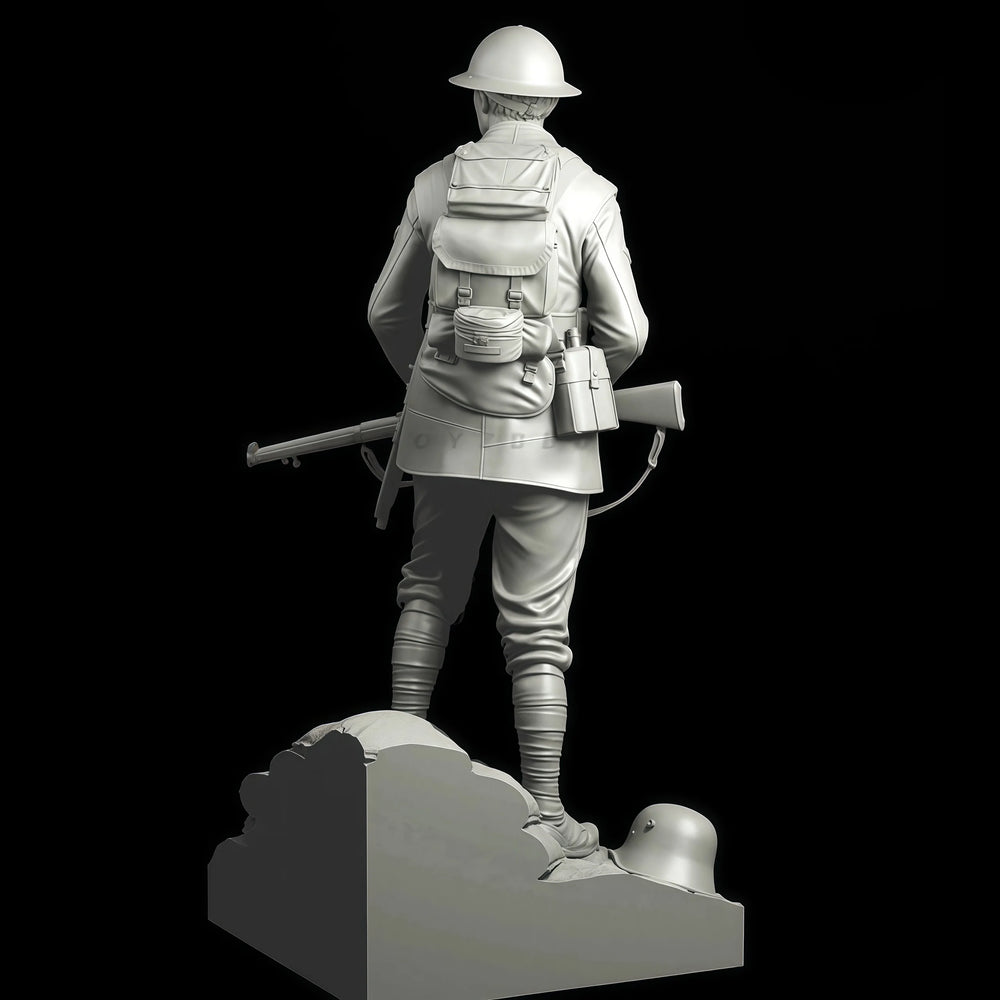 1/16 WWI British Infantryman with Fixed Bayonet, Resin Model Figure Kit, Unassembled and Unpainted