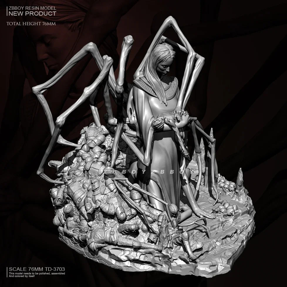 76mm Spider-Humanoid Creature, Resin Model Figure Kit, Fantasy Theme, Unassembled and Unpainted