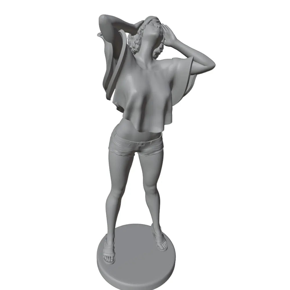 1/24 Casual Pin-up in Shorts and Flip-Flops, Resin Model Figure Kit, Unassembled and Unpainted