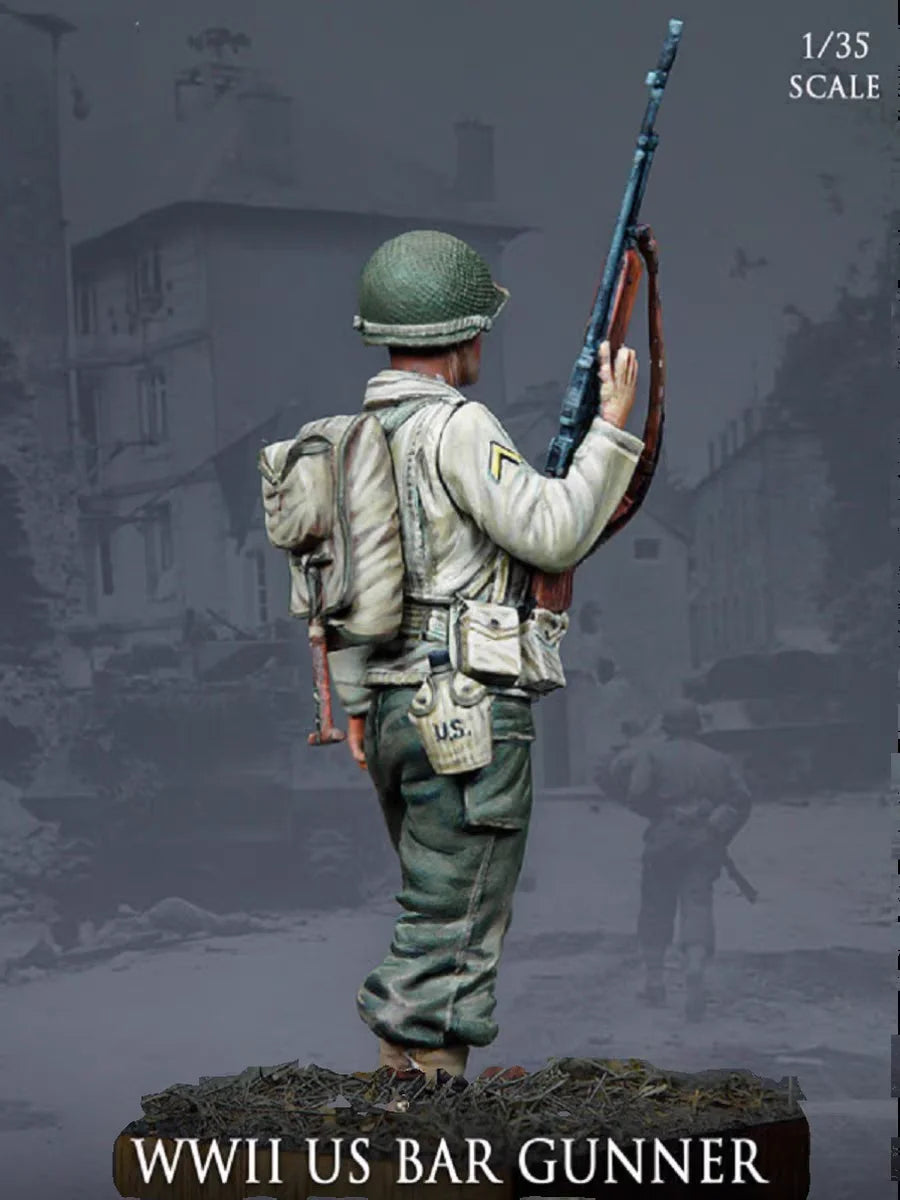 1/35 WWII US BAR Gunner, Resin Model Figure Kit, Unassembled and Unpainted