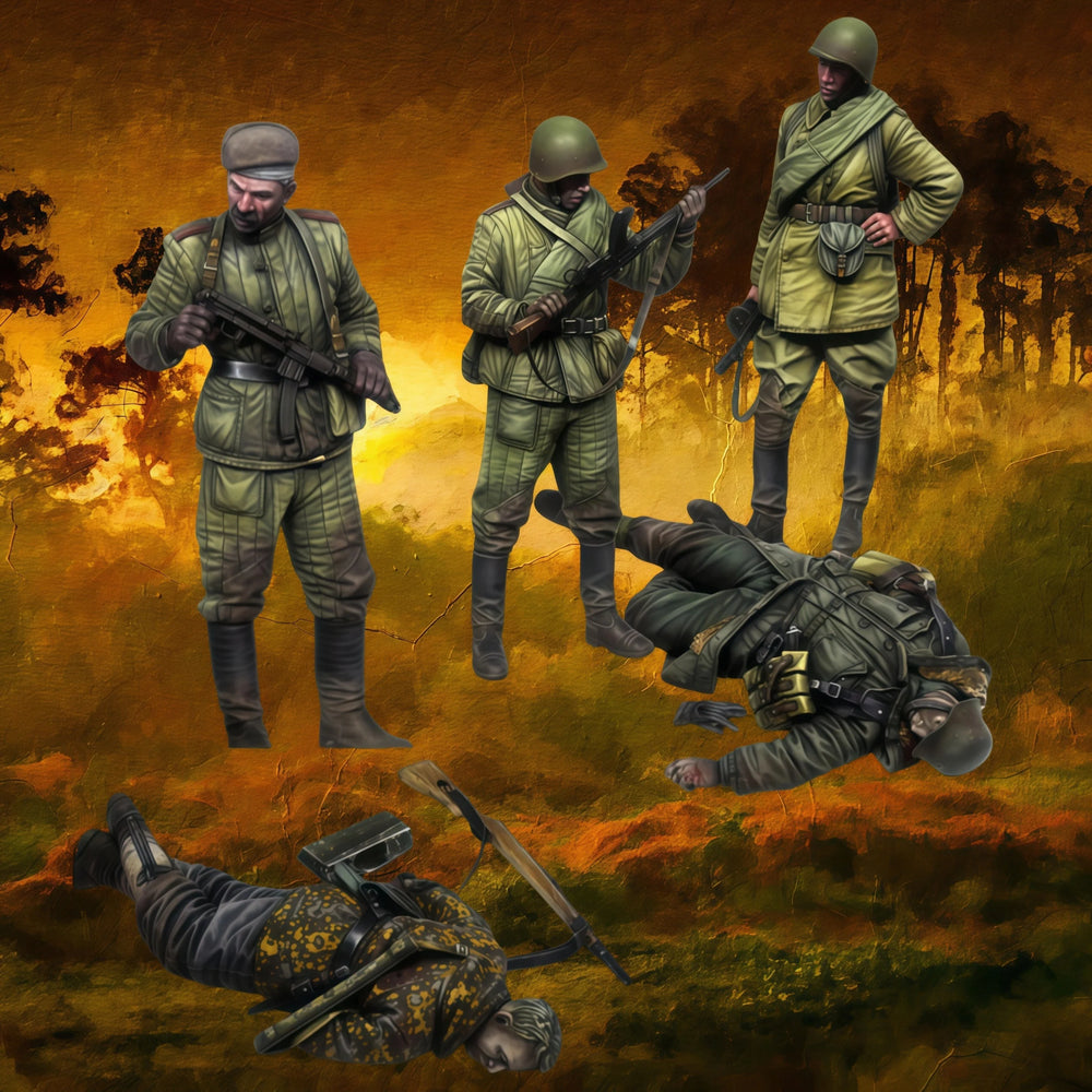 1/35 WWI Soldiers with Casualties, 8 Figures, Resin Model Figure Kit, Unassembled and Unpainted
