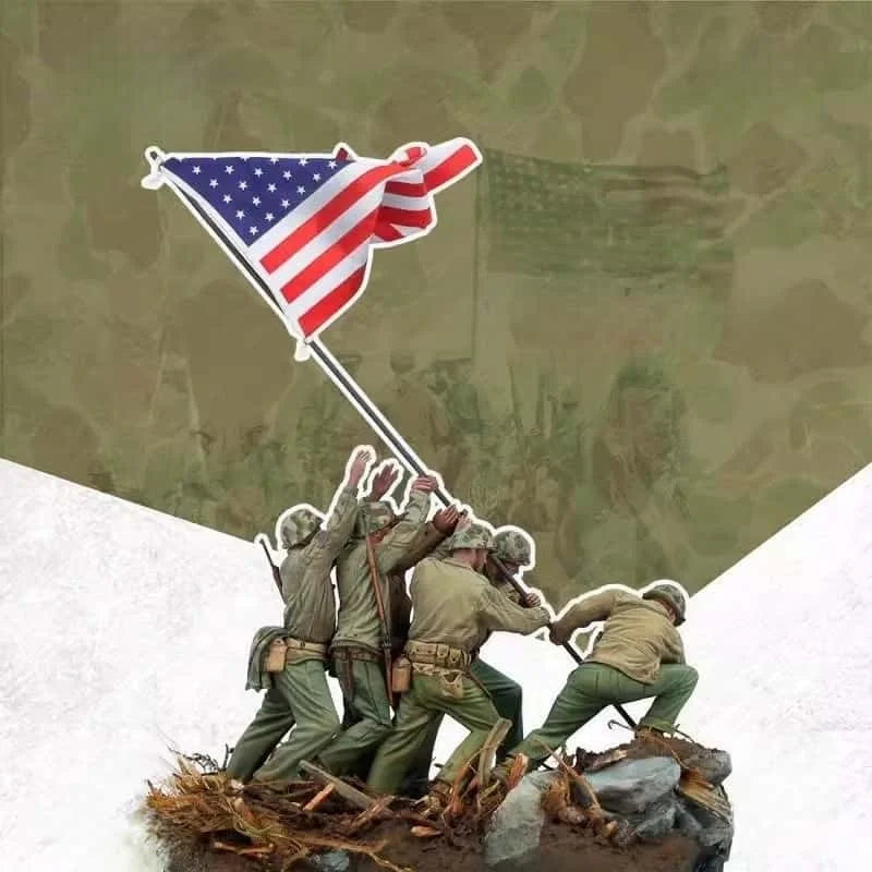 1/35 WWII US Infantry Flag Assault, 6 Figures, Resin Model Figure Kit, Unassembled and Unpainted