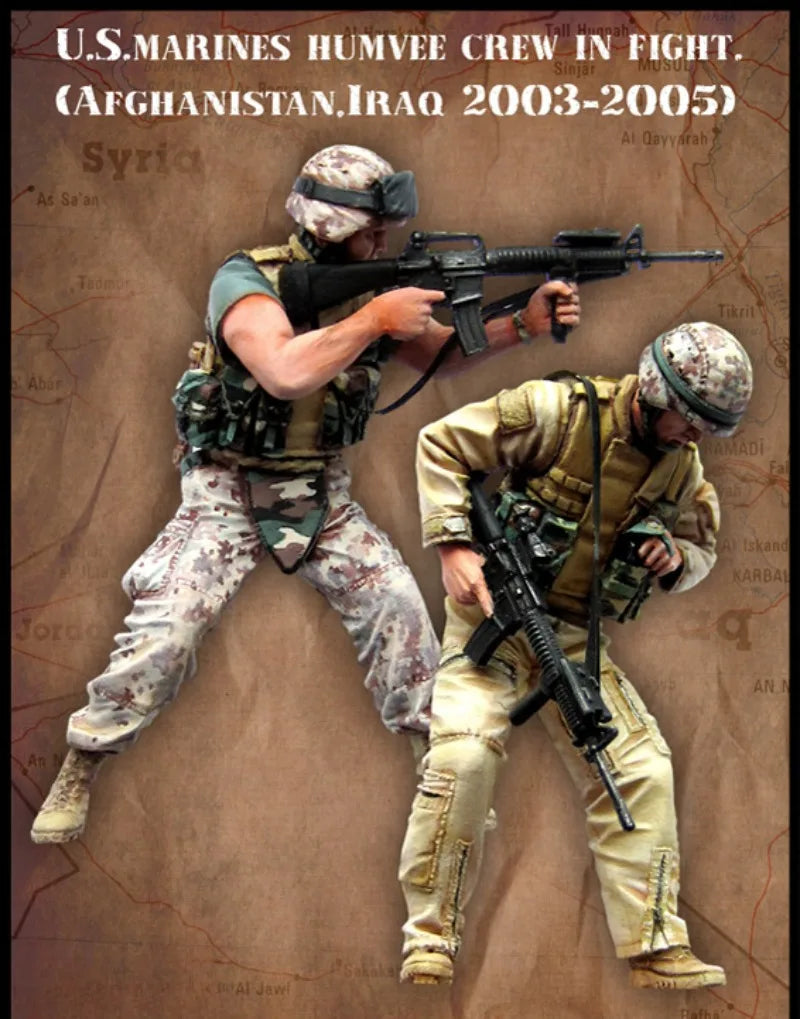 1/35 Modern U.S. Marines Humvee Crew in Combat, 6 Figures, Resin Model Figure Kit, Unassembled and Unpainted