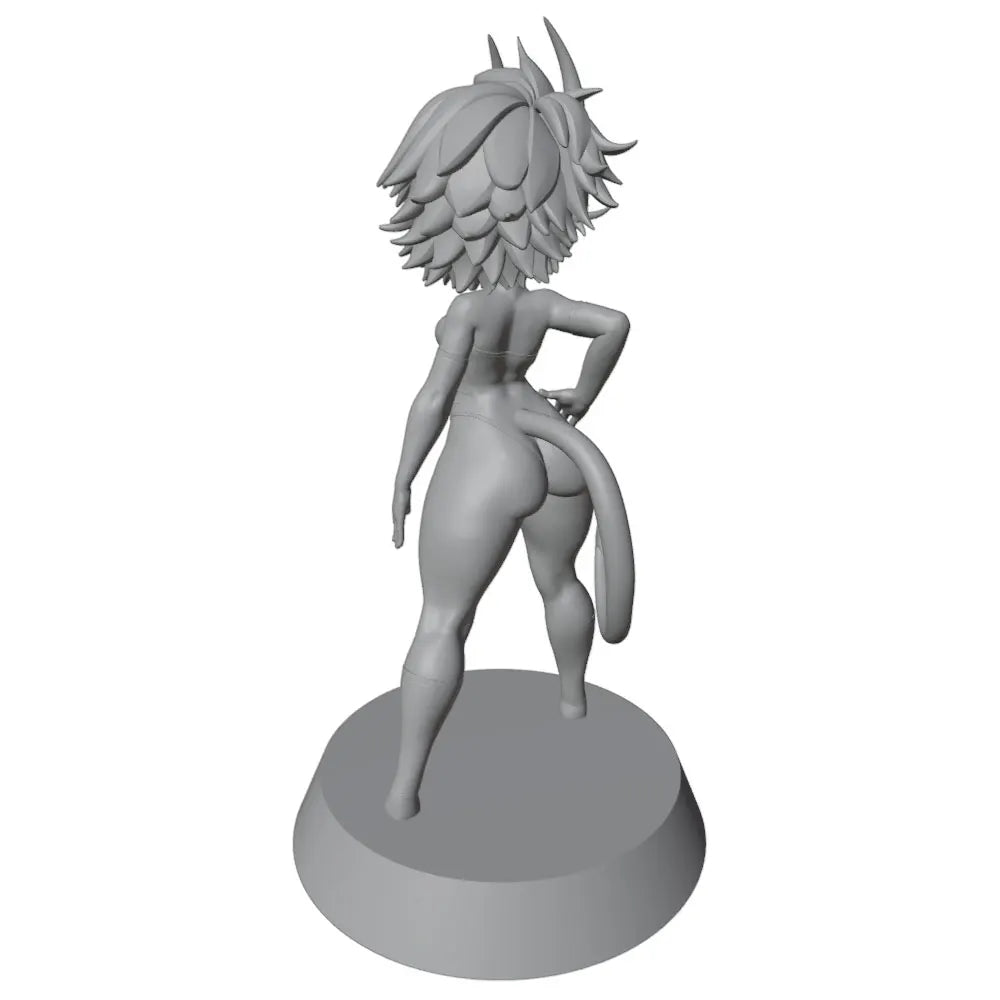 1/24 Spiky-Haired Anime Girl with Tail, Resin Model Figure Kit, Anime Theme, Unassembled and Unpainted