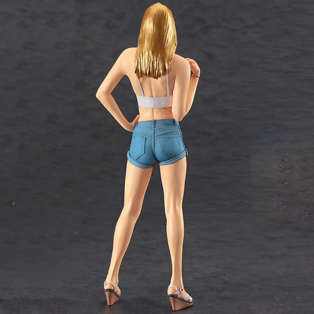 1/12 Blonde in White Crop Top and Denim Shorts, Resin Model Figure Kit, Unassembled and Unpainted