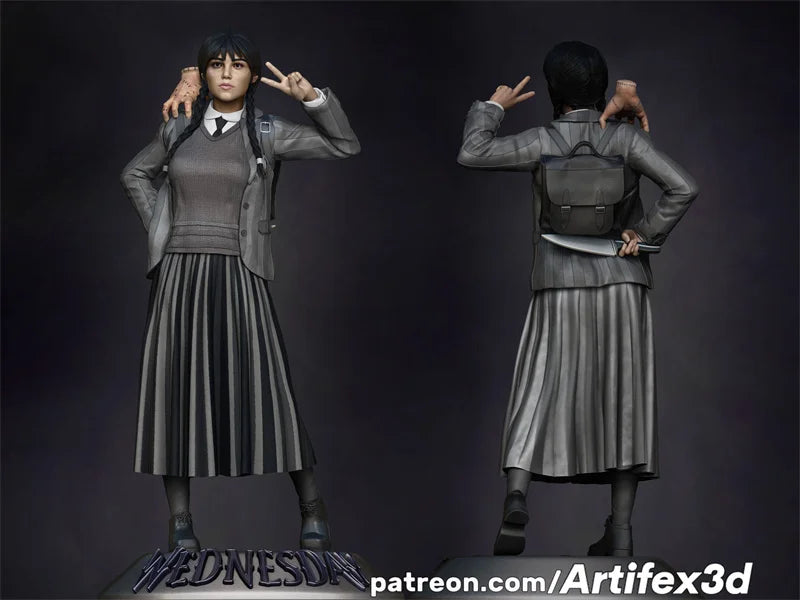 1/18 Gothic Wednesday Addams, 2 Figures, Resin Model Figure Kit, Fantasy Theme, Unassembled and Unpainted