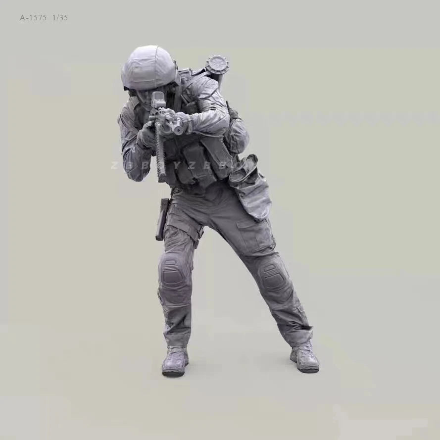 1/35 Modern Tactical Operator in Kneeling Firing Stance, Resin Model Figure Kit, Unassembled and Unpainted