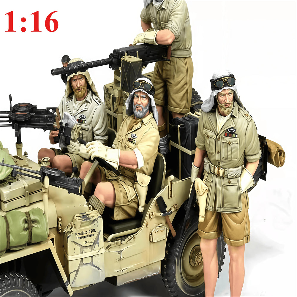 1/16 WWII German Desert Special Forces, 4 Figures, Resin Model Figure Kit, Unassembled and Unpainted
