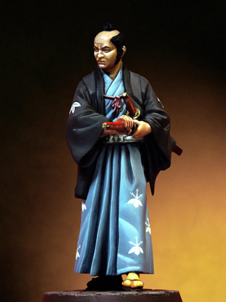 1/32 Medieval Japanese Noblewoman in Patterned Kimono and Haori, Resin Model Figure Kit, Unassembled and Unpainted