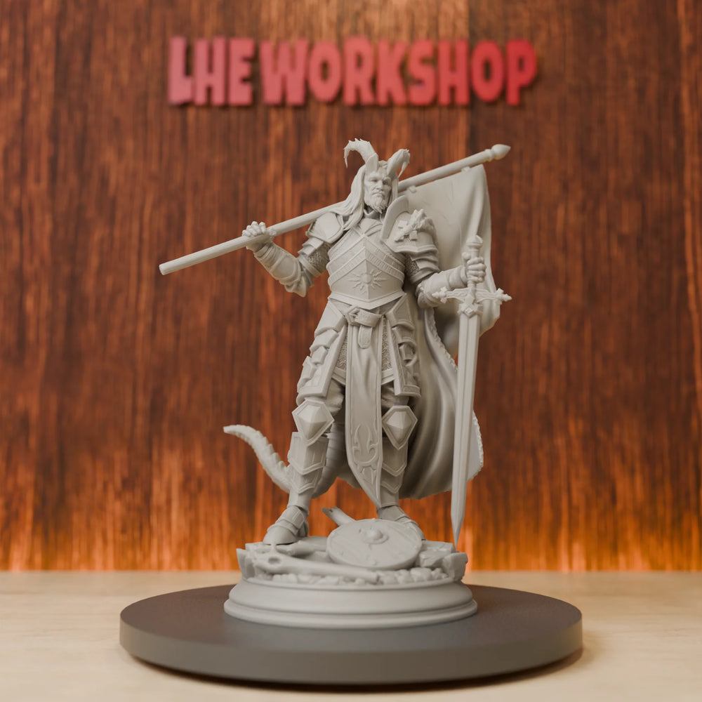 75mm Tiefling Veteran Fighter, Resin Model Figure Kit, Fantasy Theme, Unassembled and Unpainted