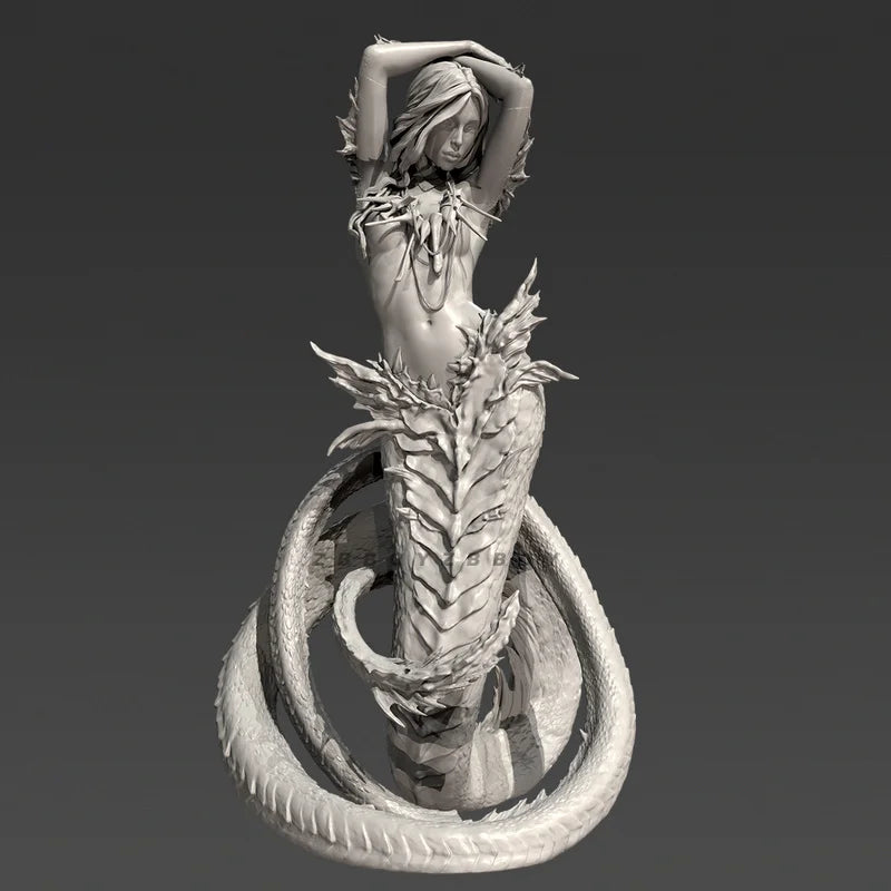 80mm Dragon Girl Fantasy, Resin Model Figure Kit, Fantasy Theme, Unassembled and Unpainted