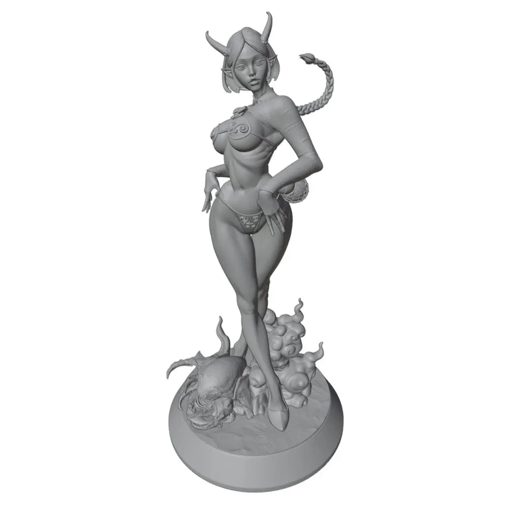1/24 Demon Succubus with Horns, Resin Model Figure Kit, Anime Theme, Unassembled and Unpainted