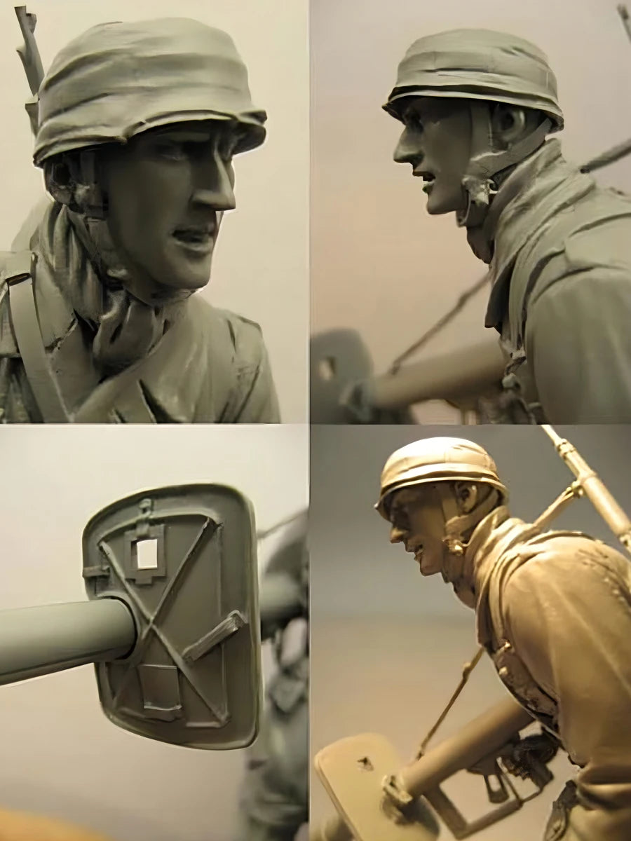 1/16 WWI British Infantry with Pith Helmet and Anti-Tank Rifle, Resin Model Figure Kit, Unassembled and Unpainted
