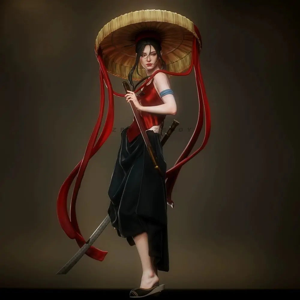 50mm Vietnamese-Inspired Swordmaster, Resin Model Figure Kit, Fantasy Theme, Unassembled and Unpainted
