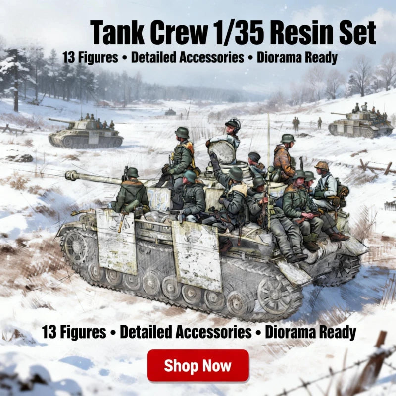 1/35 WWII German Panzer Crew with Command, 13 Figures, Resin Model Figure Kit, Unassembled and Unpainted