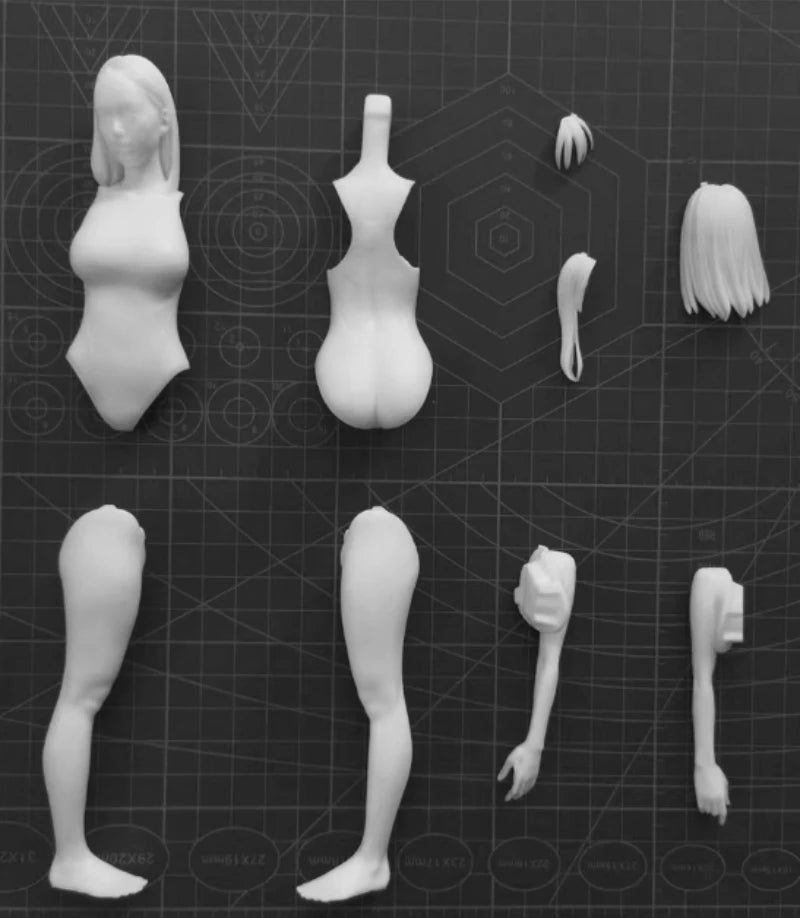 1/8 Teenage Girl in Black Swimsuit, Resin Model Figure Kit, Unassembled and Unpainted