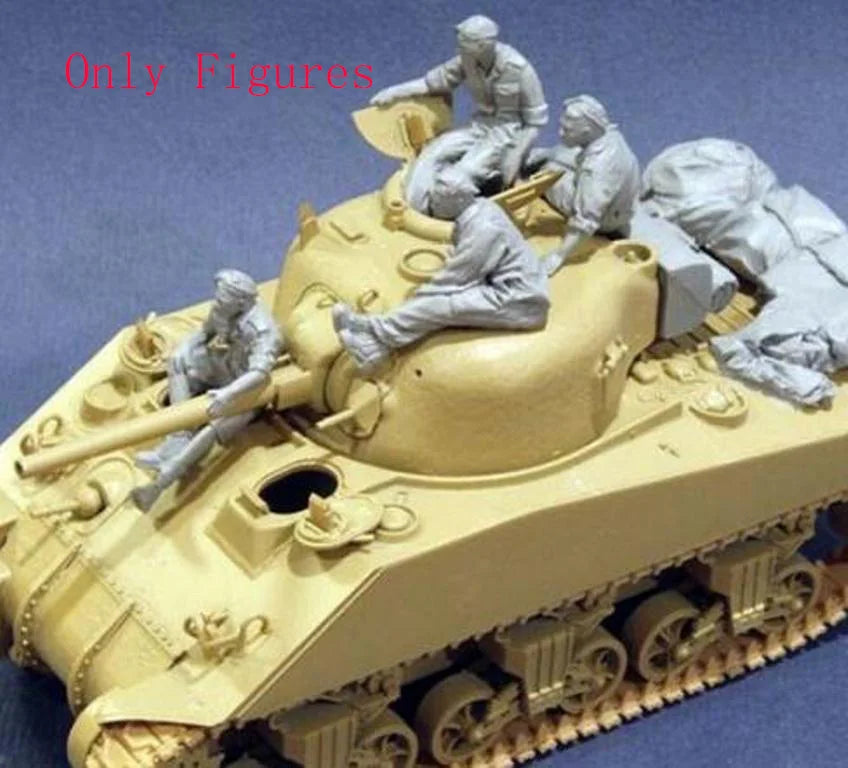1/35 WWII American Tank Crew, 4 Figures, Resin Model Vehicle Kit, Unassembled and Unpainted