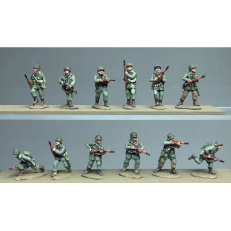 1/72 WWII Allied U.S. Infantry Squad, 17 Figures, Resin Model Figure Kit, Unassembled and Unpainted