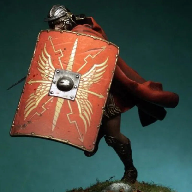 75mm Ancient Roman Legionnaire Charging with Winged Shield, Resin Model Figure Kit, Unassembled and Unpainted